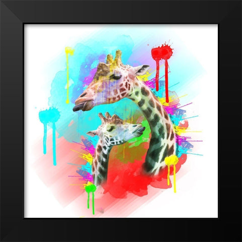 Giraffe 1 Black Modern Wood Framed Art Print by Henk van Gog