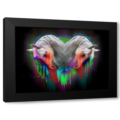 Horses 1 Black Modern Wood Framed Art Print with Double Matting by Henk van Gog