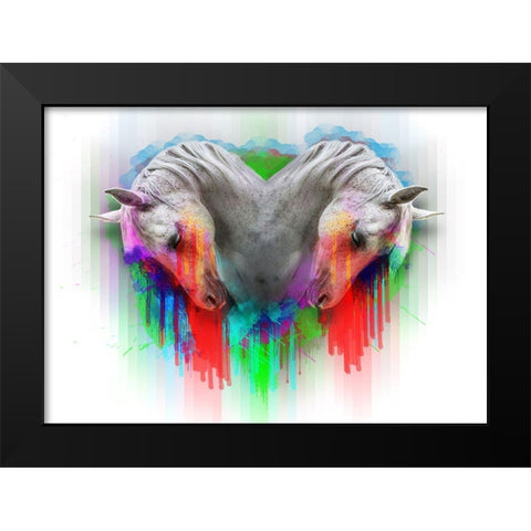 Horses 2 Black Modern Wood Framed Art Print by Henk van Gog