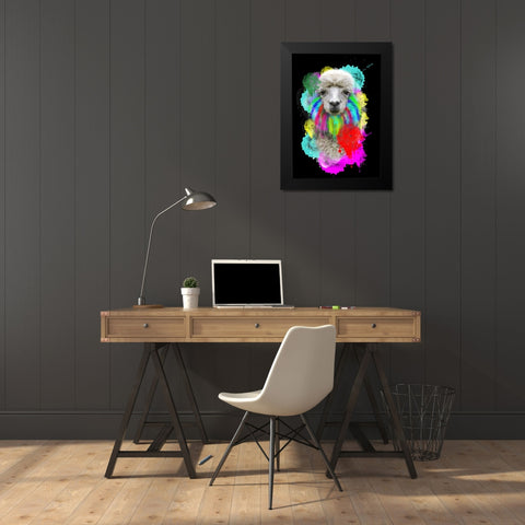 Lama Black Modern Wood Framed Art Print by Henk van Gog