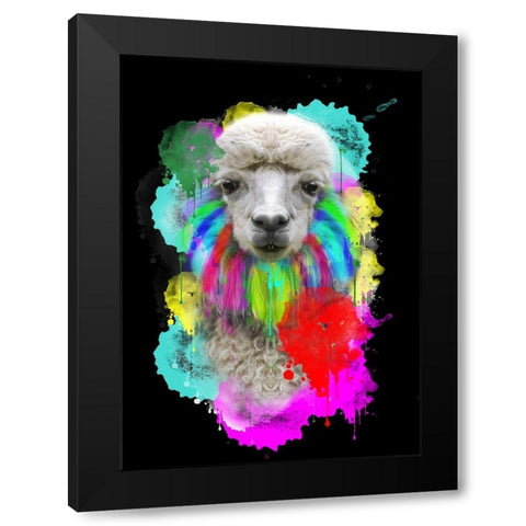 Lama Black Modern Wood Framed Art Print with Double Matting by Henk van Gog