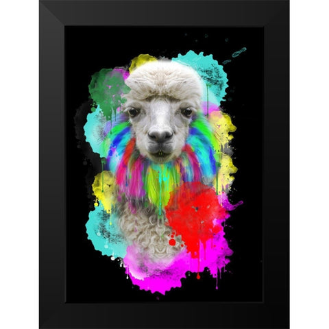 Lama Black Modern Wood Framed Art Print by Henk van Gog