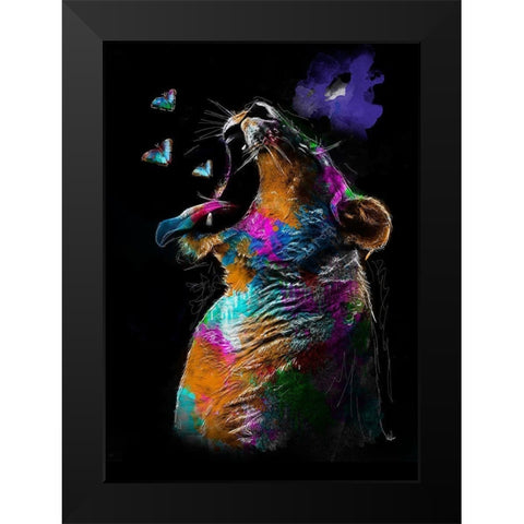 Elephant Black Modern Wood Framed Art Print by Henk van Gog