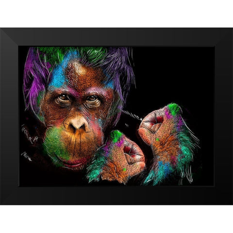 Monkey Black Modern Wood Framed Art Print by Henk van Gog