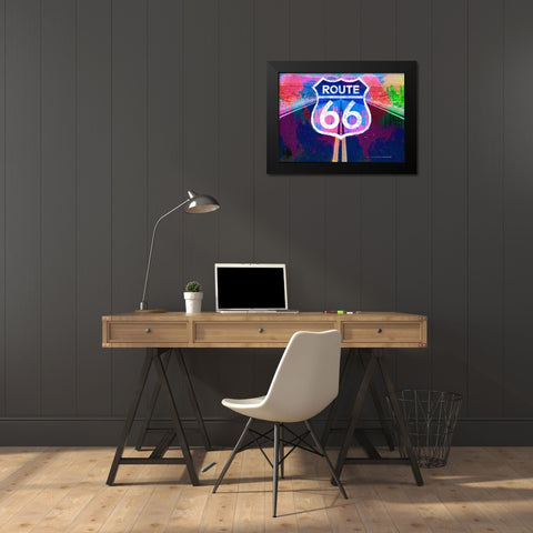 Route 66 Black Modern Wood Framed Art Print by Henk van Gog