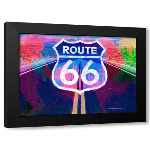 Route 66 Black Modern Wood Framed Art Print by Henk van Gog