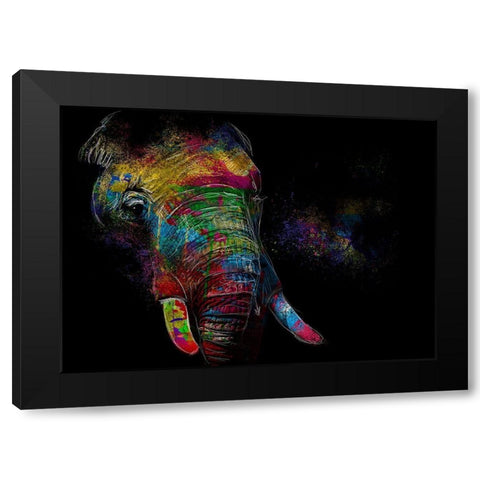Elephant Black Modern Wood Framed Art Print by Henk van Gog