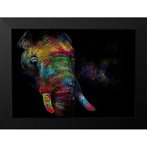 Elephant Black Modern Wood Framed Art Print by Henk van Gog