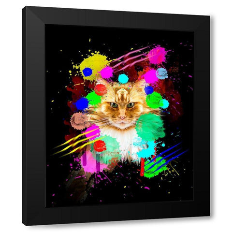 Cat Black Modern Wood Framed Art Print by Henk van Gog