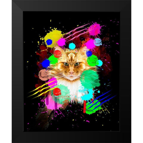 Cat Black Modern Wood Framed Art Print by Henk van Gog