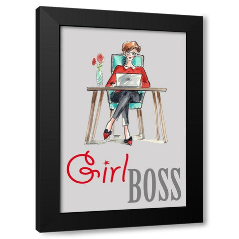 Girl Boss Black Modern Wood Framed Art Print with Double Matting by Holzner, Renate