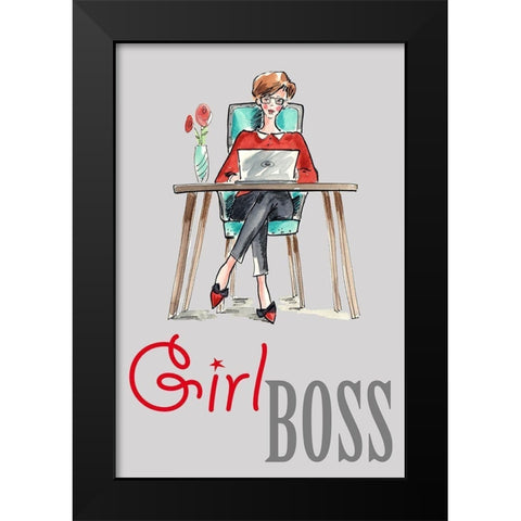 Girl Boss Black Modern Wood Framed Art Print by Holzner, Renate