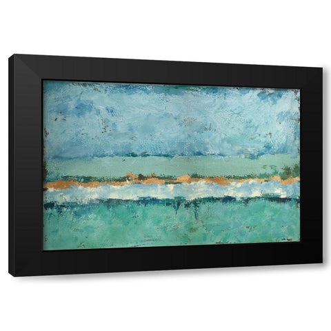 Bluegreen Harmony Black Modern Wood Framed Art Print by Holzner, Renate