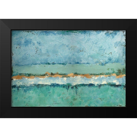 Bluegreen Harmony Black Modern Wood Framed Art Print by Holzner, Renate