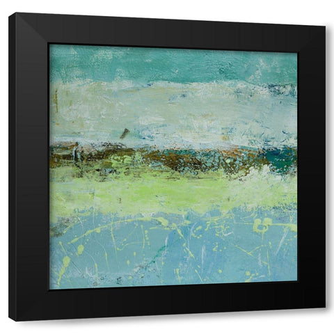 Green Horizon 3 Black Modern Wood Framed Art Print with Double Matting by Holzner, Renate