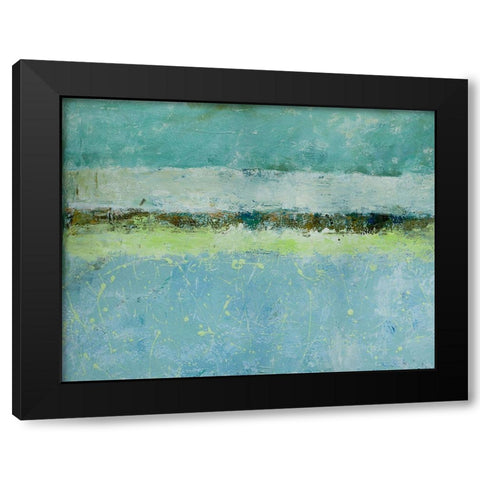Green Horizon Black Modern Wood Framed Art Print by Holzner, Renate
