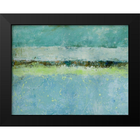 Green Horizon Black Modern Wood Framed Art Print by Holzner, Renate