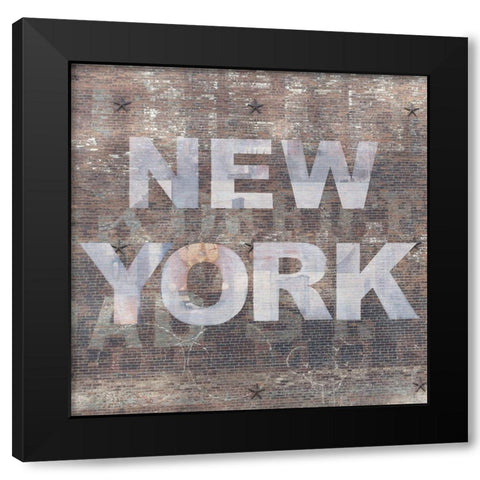 New York Collage 1 Black Modern Wood Framed Art Print with Double Matting by Holzner, Renate