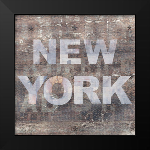 New York Collage 1 Black Modern Wood Framed Art Print by Holzner, Renate