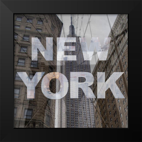 New York Collage 3 Black Modern Wood Framed Art Print by Holzner, Renate
