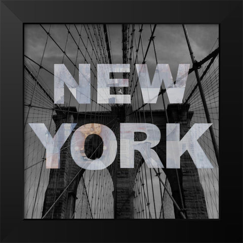 New York Collage Black Modern Wood Framed Art Print by Holzner, Renate