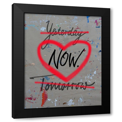 Yesterday Now Tomorrow Black Modern Wood Framed Art Print by Holzner, Renate