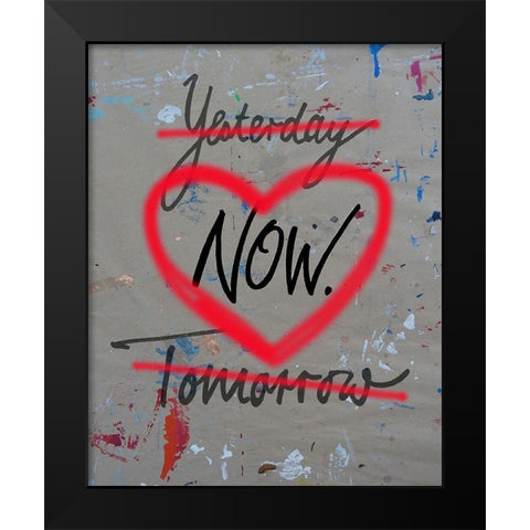 Yesterday Now Tomorrow Black Modern Wood Framed Art Print by Holzner, Renate