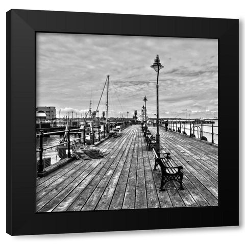 THE DOCKS Black Modern Wood Framed Art Print with Double Matting by Fossey, George