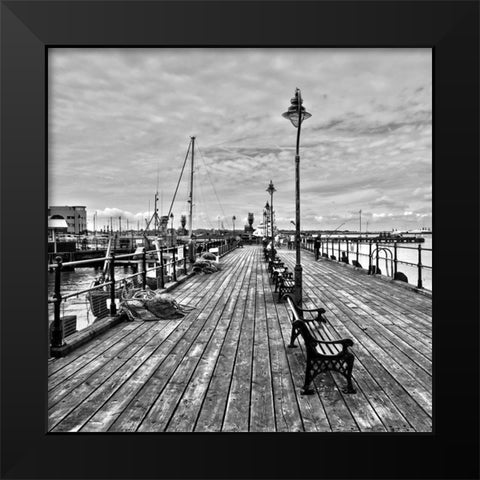 THE DOCKS Black Modern Wood Framed Art Print by Fossey, George