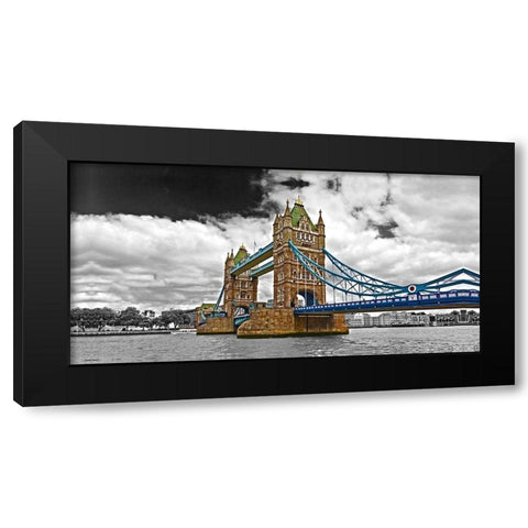 COLOURED TOWER BRIDGE Black Modern Wood Framed Art Print by Fossey, George