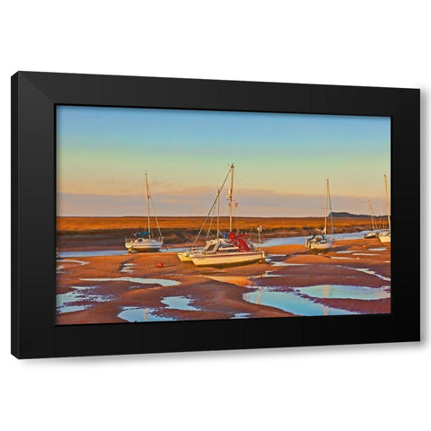 SUNSET BOAT I Black Modern Wood Framed Art Print with Double Matting by Fossey, George