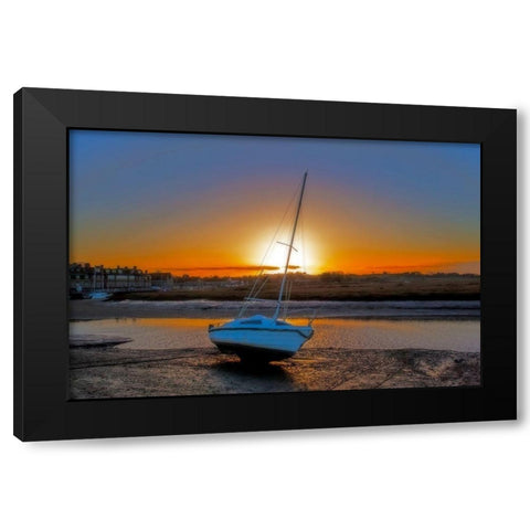 SUNSET BOAT II Black Modern Wood Framed Art Print with Double Matting by Fossey, George