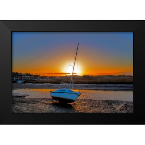 SUNSET BOAT II Black Modern Wood Framed Art Print by Fossey, George