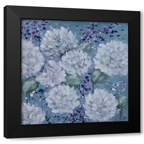 BLUE FLOWERS I Black Modern Wood Framed Art Print by Lake, Kaye
