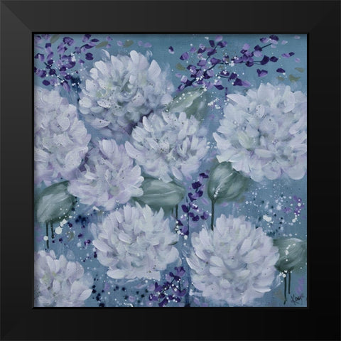 BLUE FLOWERS I Black Modern Wood Framed Art Print by Lake, Kaye