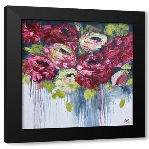 LUSH FLOWERS I Black Modern Wood Framed Art Print by Lake, Kaye
