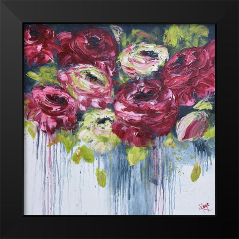 LUSH FLOWERS I Black Modern Wood Framed Art Print by Lake, Kaye