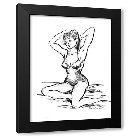 Lilly Black Modern Wood Framed Art Print by Holzner, Renate