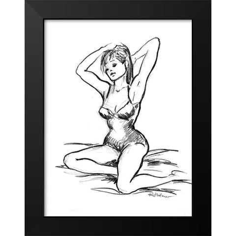 Lilly Black Modern Wood Framed Art Print by Holzner, Renate