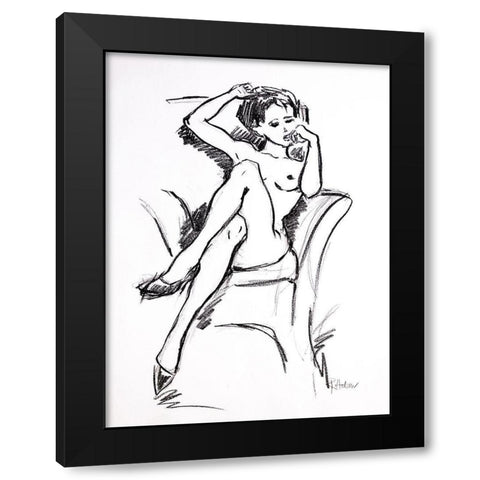 Angie Black Modern Wood Framed Art Print with Double Matting by Holzner, Renate