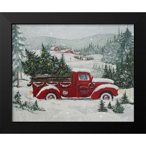X-Mas-Truck Green Hill Black Modern Wood Framed Art Print by Holzner, Renate