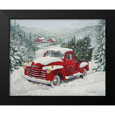 X-Mas-Truck Pine Wood Black Modern Wood Framed Art Print by Holzner, Renate