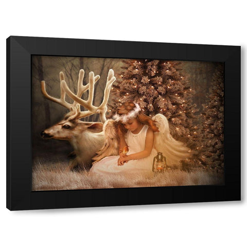 Christmas Angel Black Modern Wood Framed Art Print by Babette