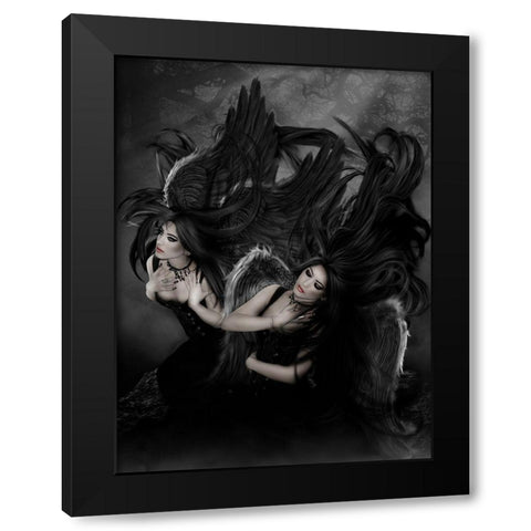 Embrace Your Darkness Black Modern Wood Framed Art Print by Babette