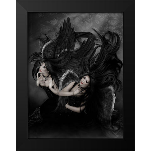 Embrace Your Darkness Black Modern Wood Framed Art Print by Babette