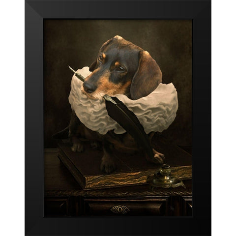 Neuf met kraag en bureau Black Modern Wood Framed Art Print by Babette