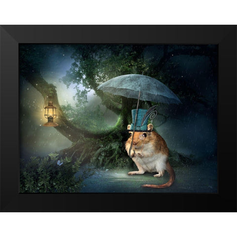 Steampunk Mouse Black Modern Wood Framed Art Print by Babette