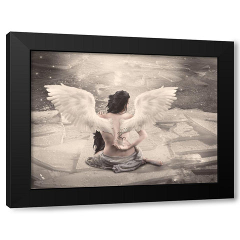 Angel Babette Black Modern Wood Framed Art Print by Babette