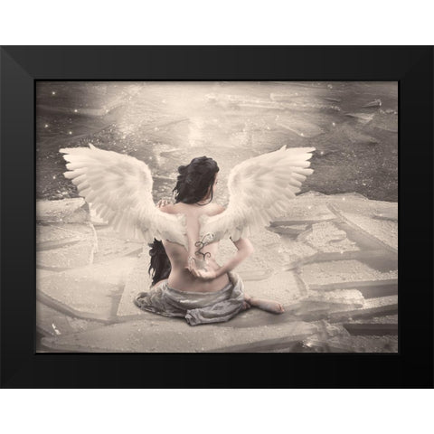 Angel Babette Black Modern Wood Framed Art Print by Babette