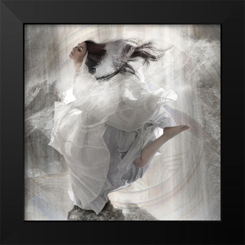 Element Water Black Modern Wood Framed Art Print by Babette